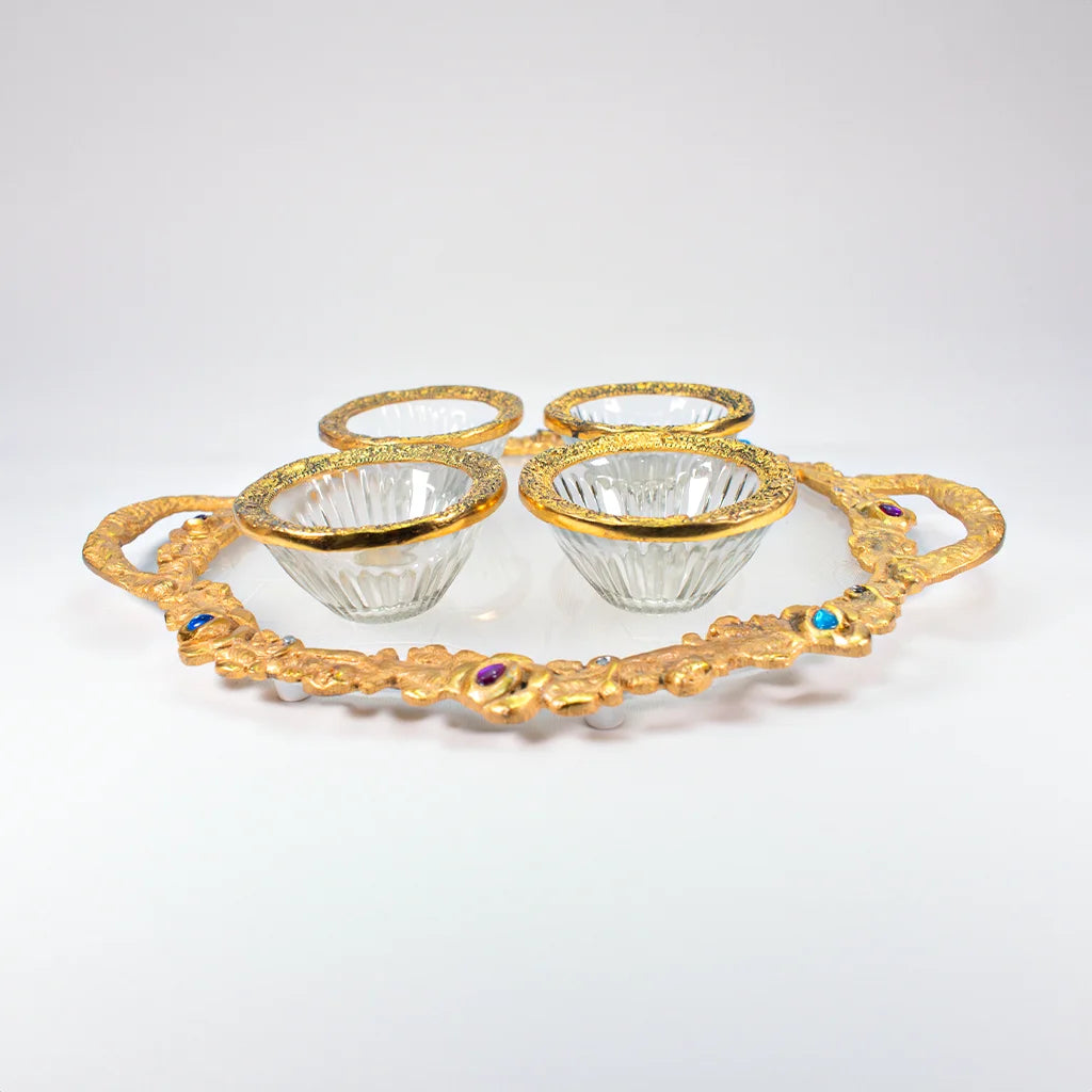 Accented Tray with Glass Bowls