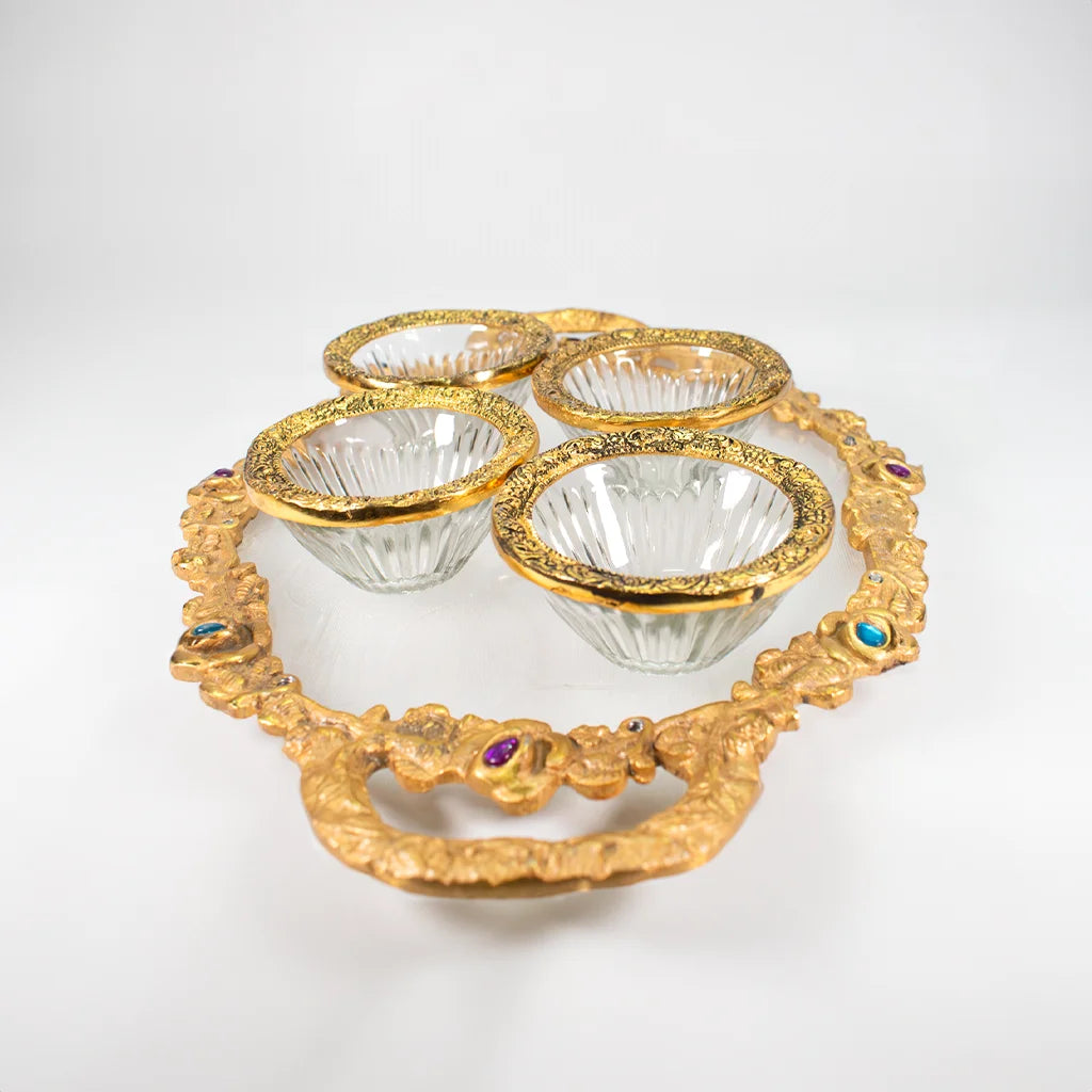 Accented Tray with Glass Bowls