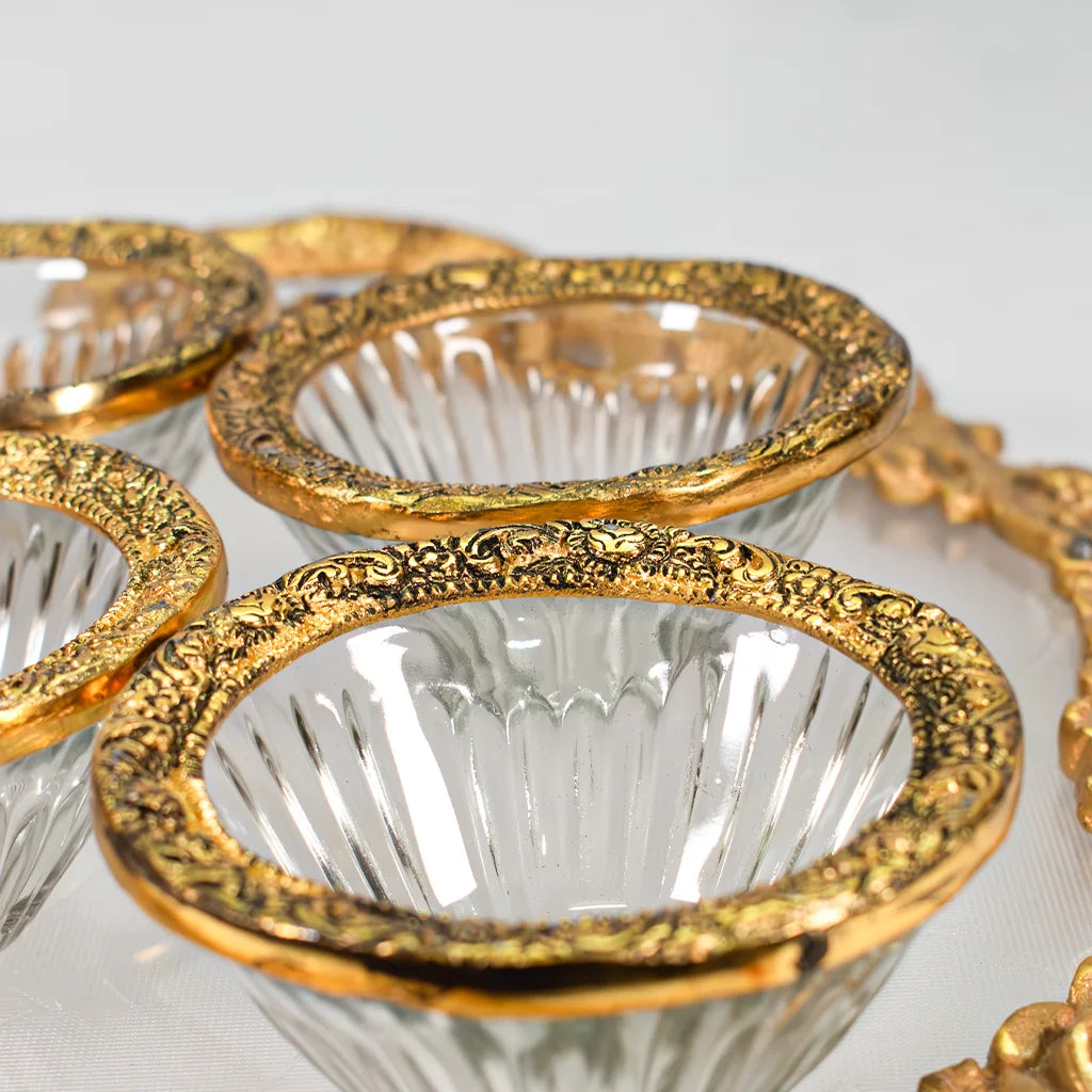 Accented Tray with Glass Bowls