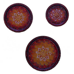 Load image into Gallery viewer, Antique Piece Maroon And Orange wall plate set of-3
