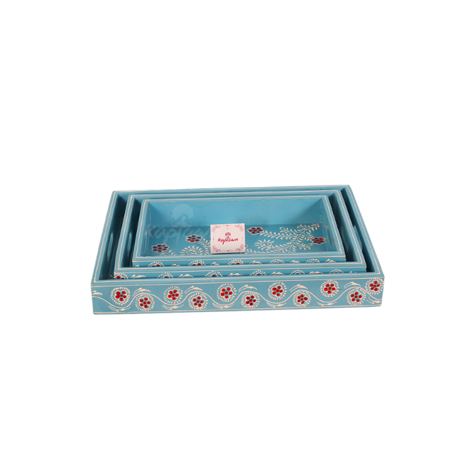 Beautiful Light Blue Wooden Serving Tray Home Decor