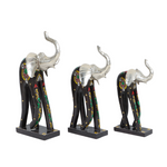 Load image into Gallery viewer, Black Color Wooden Walking Showpiece Gift Elephant Set Of 3 Decor

