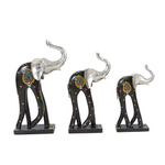 Load image into Gallery viewer, Black Color Wooden Walking Showpiece Gift Elephant Set Of 3 Decor

