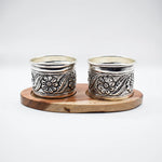 Load image into Gallery viewer, Classic Duo Silver Cup Set with Elegant Wood Tray - Luxury Handcrafted Tableware for Home Decor &amp; Gifting
