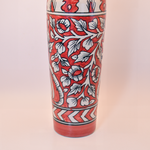 Load image into Gallery viewer, Crimson Bloom Hand-Painted Ceramic Vase - Traditional Indian Floral Motifs, Earthy Red and Cream Tones, Artisanal Home Décor Vase by Tanutra
