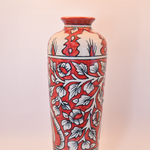 Load image into Gallery viewer, Crimson Bloom Hand-Painted Ceramic Vase - Traditional Indian Floral Motifs, Earthy Red and Cream Tones, Artisanal Home Décor Vase by Tanutra
