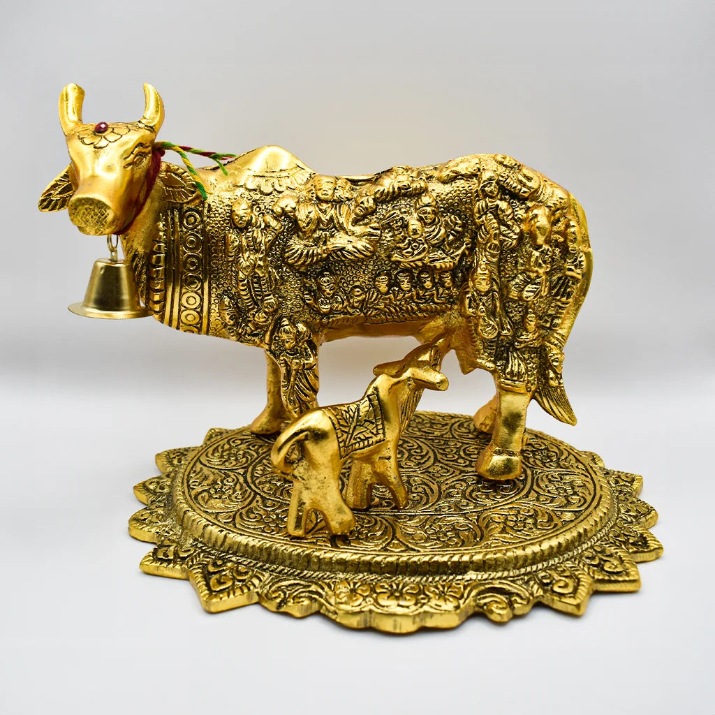 Divine Golden Kamadhenu Handicraft by Tanutra Handicrafts - Elegant Aluminum Decor for Modern Homes