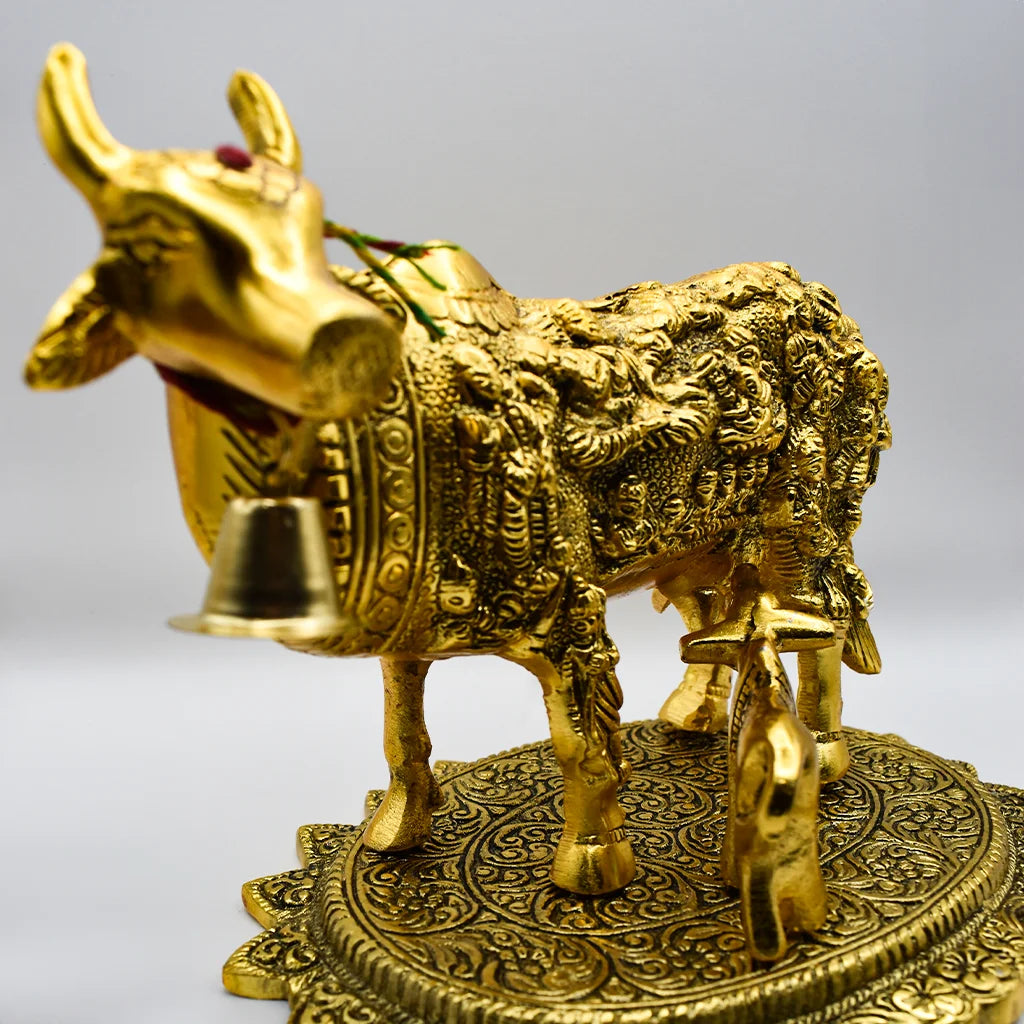 Divine Golden Kamadhenu Handicraft by Tanutra Handicrafts - Elegant Aluminum Decor for Modern Homes