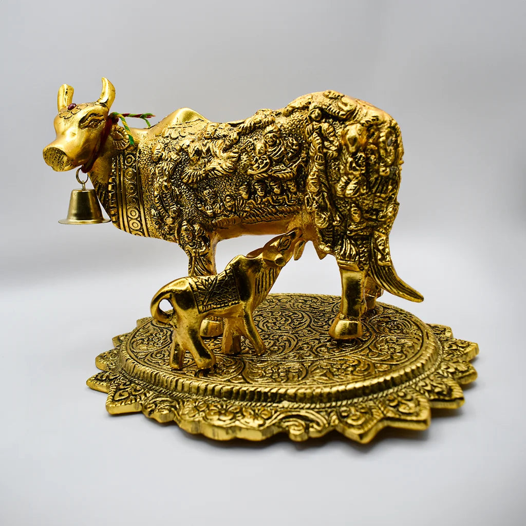 Divine Golden Kamadhenu Handicraft by Tanutra Handicrafts - Elegant Aluminum Decor for Modern Homes