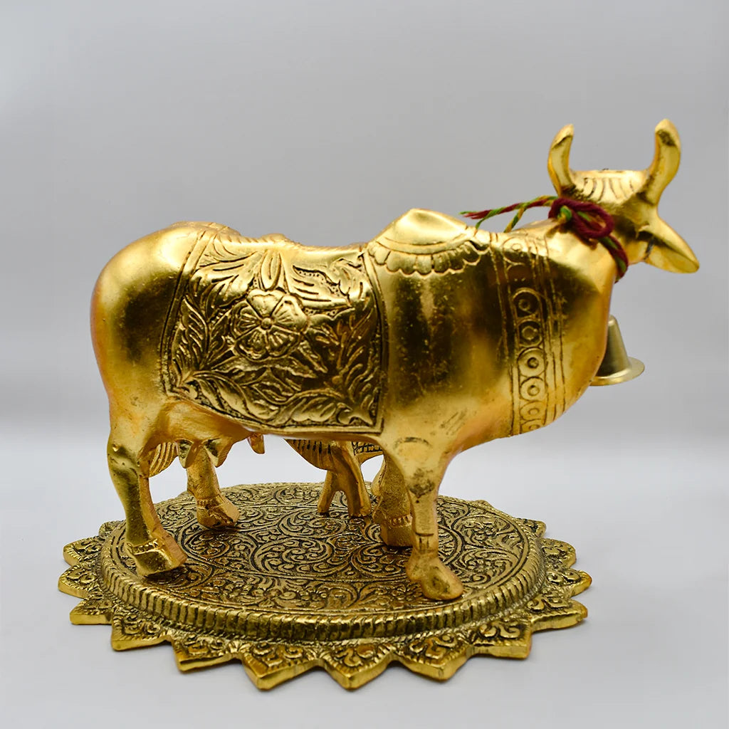 Divine Golden Kamadhenu Handicraft by Tanutra Handicrafts - Elegant Aluminum Decor for Modern Homes