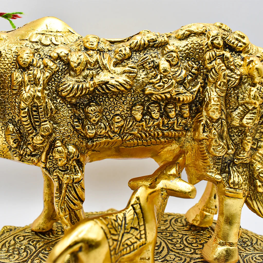 Divine Golden Kamadhenu Handicraft by Tanutra Handicrafts - Elegant Aluminum Decor for Modern Homes