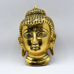 Load image into Gallery viewer, Golden Buddha Head Statue by Nivedan Handicrafts – Elegant Aluminum Handicraft for Modern Home Décor
