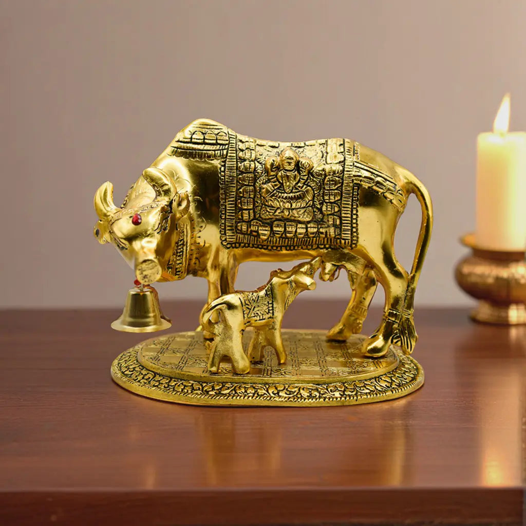 Golden Kamdhenu Statue