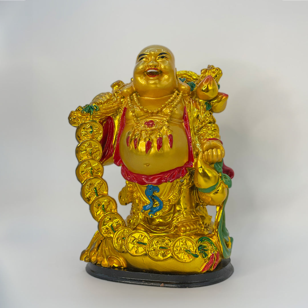 Golden Laughing Buddha Statue by Tanutra - Symbol of Happiness, Prosperity & Tranquility | Indian Handicraft Décor 