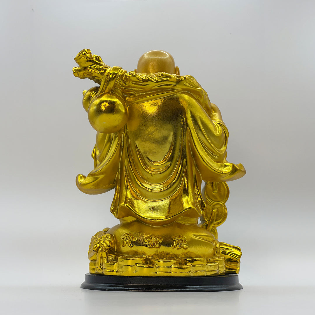 Golden Laughing Buddha Statue by Tanutra - Symbol of Happiness, Prosperity & Tranquility | Indian Handicraft Décor 