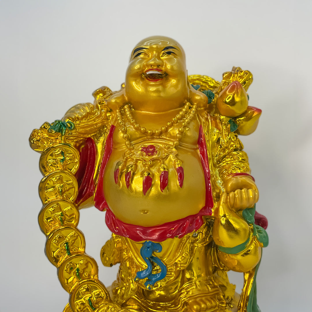 Golden Laughing Buddha Statue by Tanutra - Symbol of Happiness, Prosperity & Tranquility | Indian Handicraft Décor 