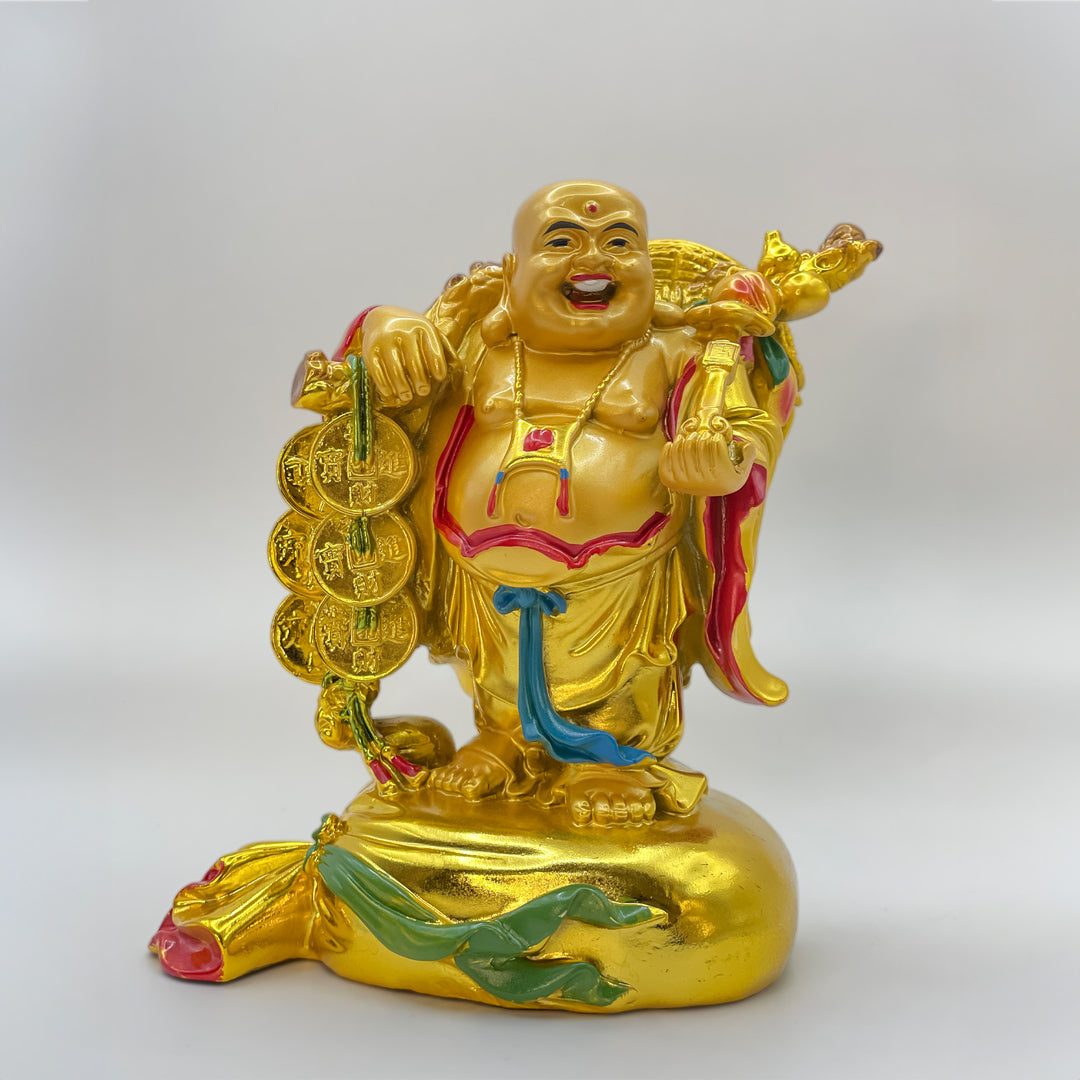 Golden Laughing Buddha with Coins
