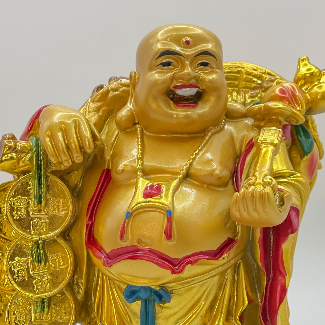 Golden Laughing Buddha with Coins