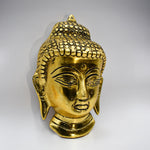 Load image into Gallery viewer, Golden Buddha Head Statue by Nivedan Handicrafts – Elegant Aluminum Handicraft for Modern Home Décor
