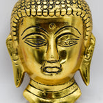 Load image into Gallery viewer, Golden Buddha Head Statue by Nivedan Handicrafts – Elegant Aluminum Handicraft for Modern Home Décor
