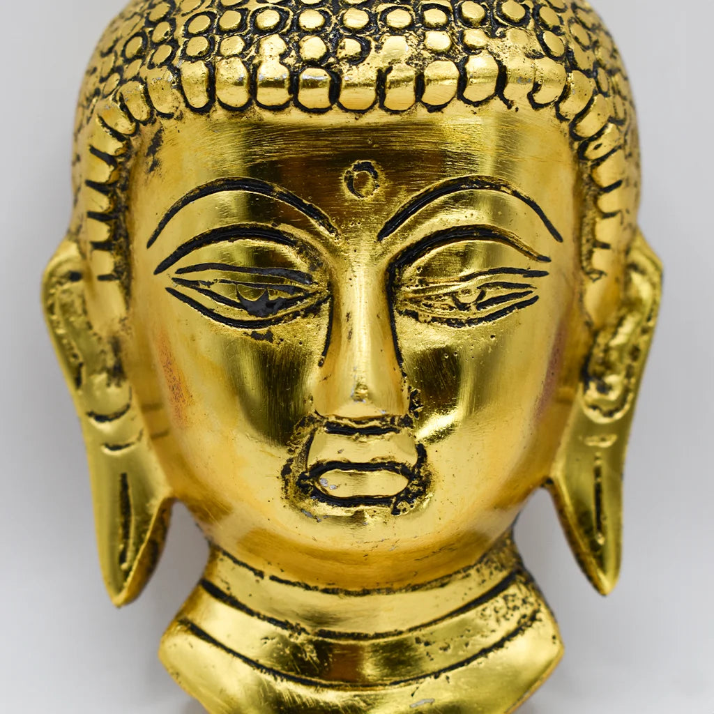 Golden Buddha Head Statue by Nivedan Handicrafts – Elegant Aluminum Handicraft for Modern Home Décor