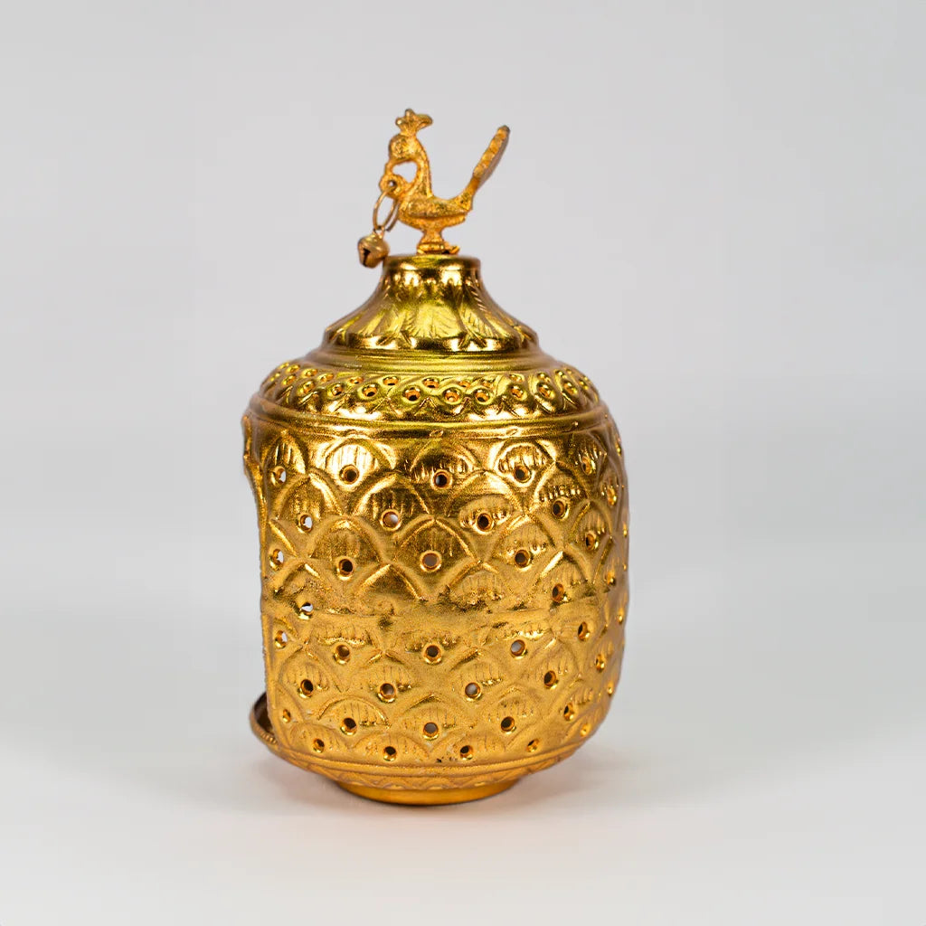 Indian  Handicraft Product Golden Majestic Lamp Holder