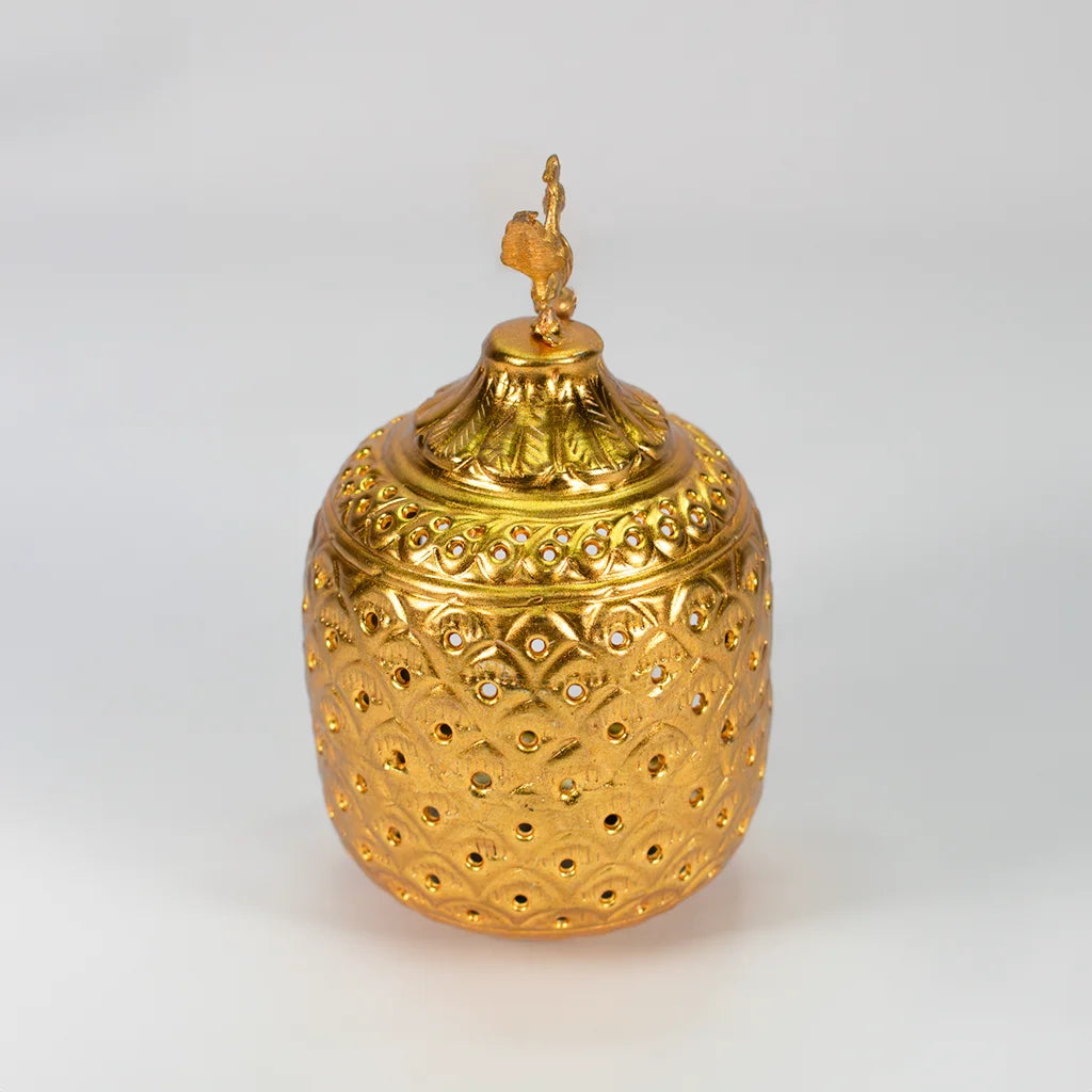 Indian  Handicraft Product Golden Majestic Lamp Holder