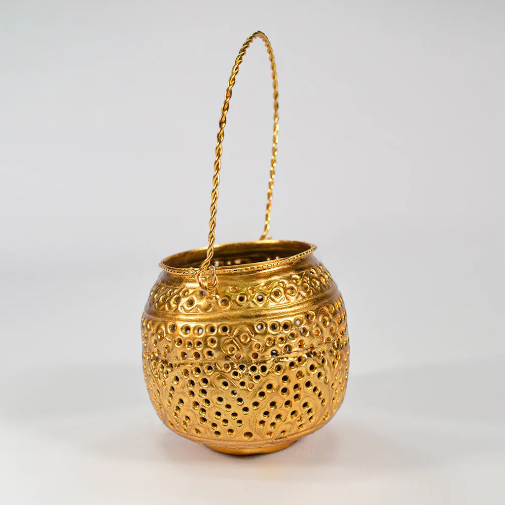 Indian  Handicraft Product Golden Ornate Pot