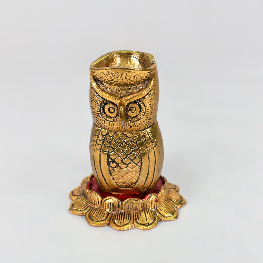 Indian  Handicraft Product Golden Owl Showpiece