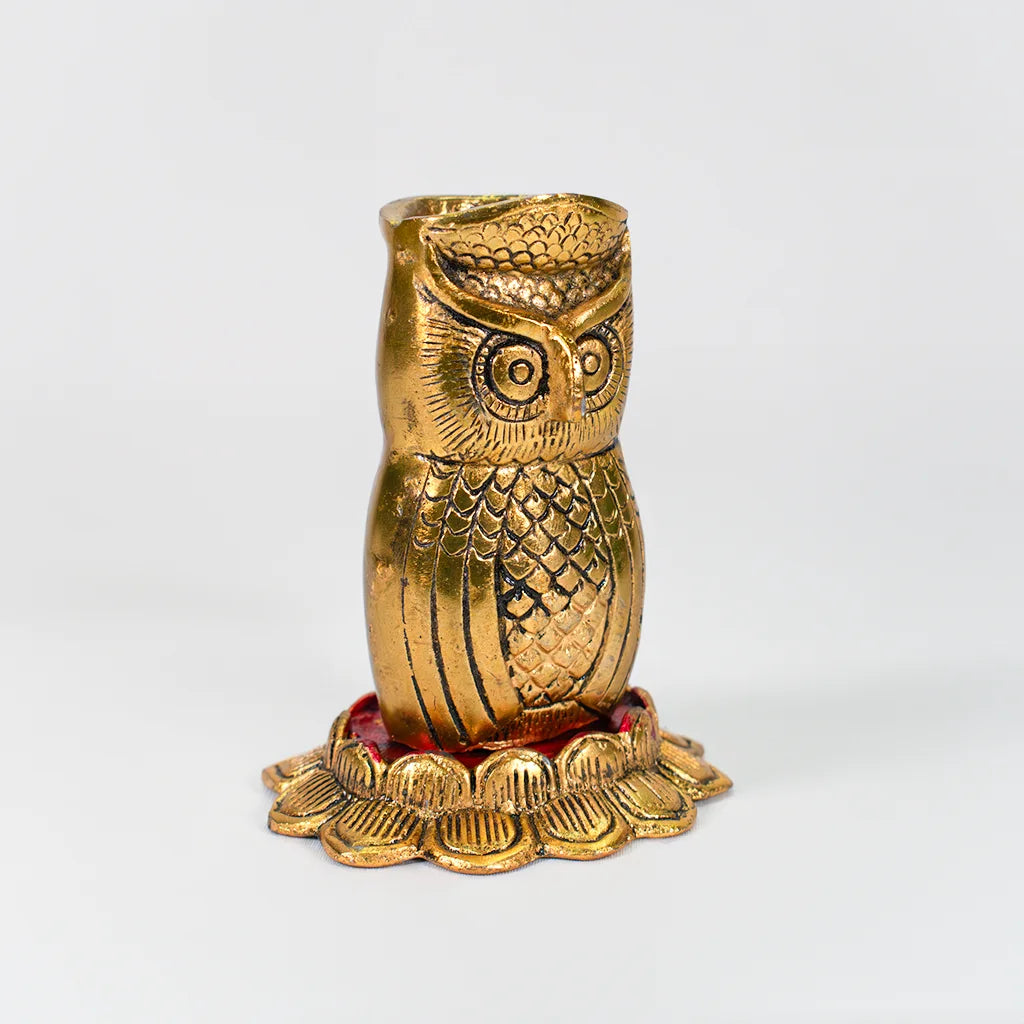 Indian  Handicraft Product Golden Owl Showpiece