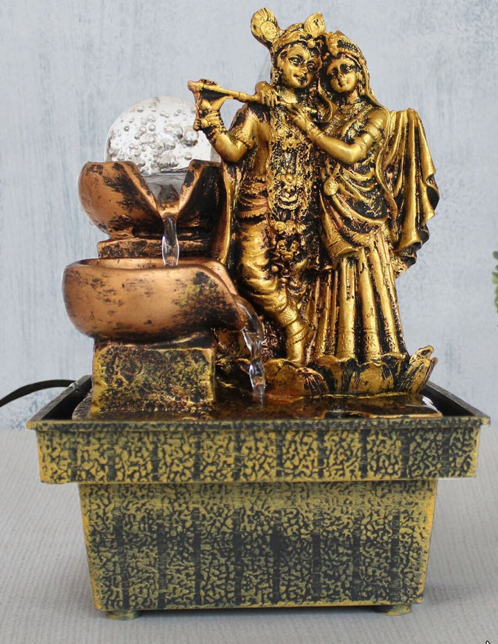 Gold plated Decorative Radha Krishna idol Fountain