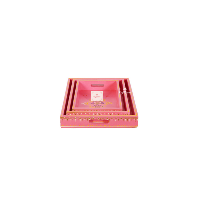 Good Quality Wooden pink straight Multipurpose Tray For Home Decor