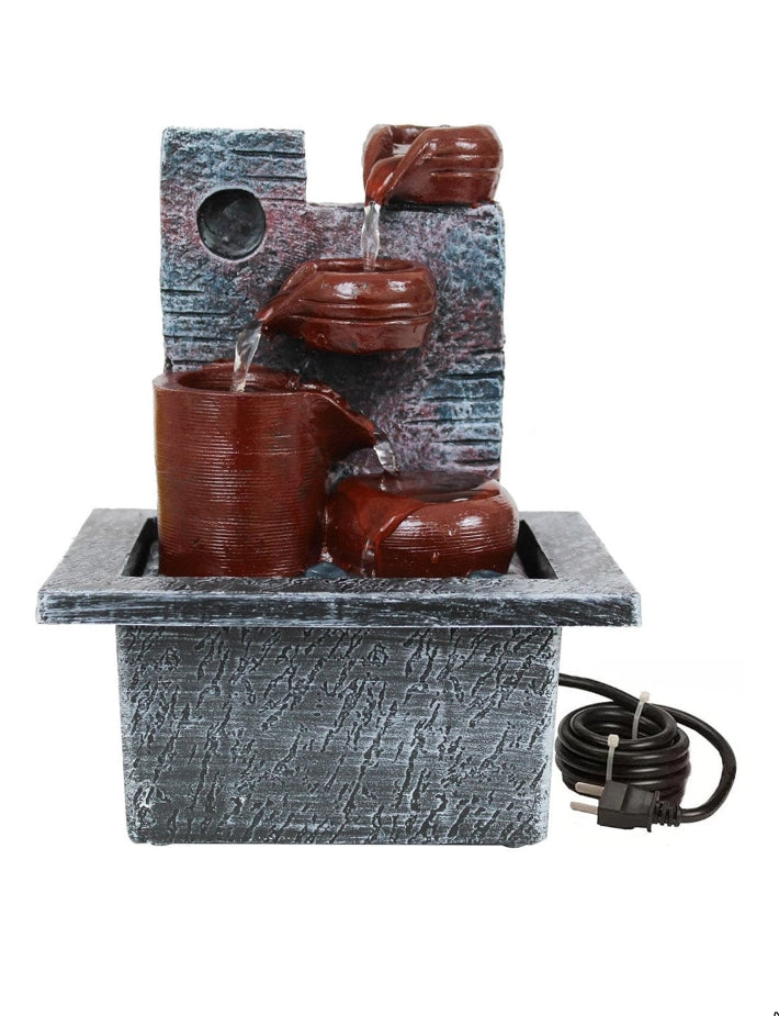 Gray and Brown Textured Table Top Water Fountain