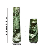 Load image into Gallery viewer, Green and White Set of 2 printed flower glass vases
