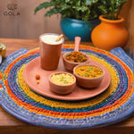 Load image into Gallery viewer, Rustic Harmony Dining Set by Tanutra - Handcrafted clay dinnerware set including plate, tumbler, bowls, and spoon, perfect for everyday meals, special occasions, and culinary presentations. Indian craftsmanship by Gola Clay Art.
