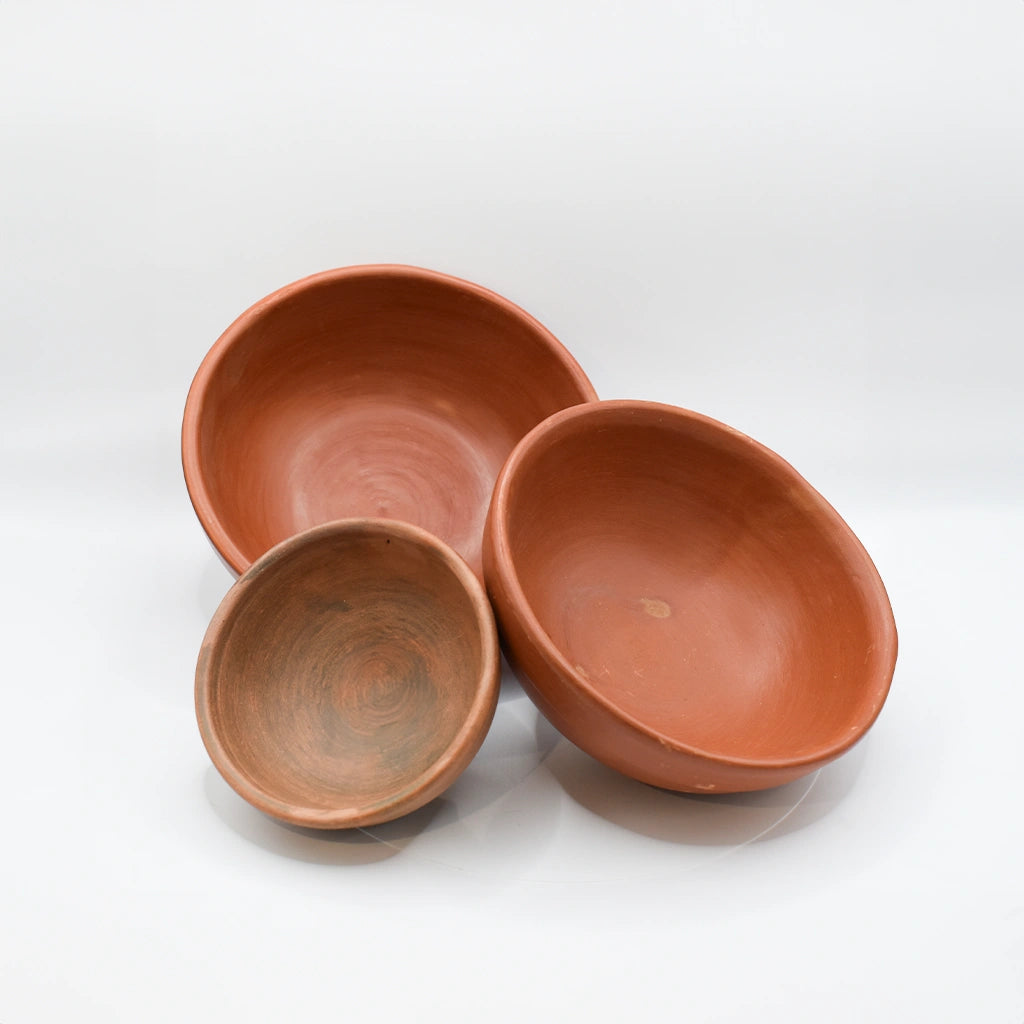 Terra Nest Bowls handcrafted clay set by Tanutra - versatile high-quality bowls for serving, mixing, and storage. Eco-friendly home decor with natural earthy charm, ideal for salads, fruits, and decorative use.