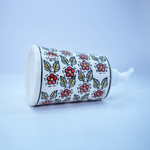 Load image into Gallery viewer, Blossom Pump Dispenser - Elegant ceramic soap dispenser with intricate floral pattern featuring vibrant red flowers and soft yellow leaves, perfect for liquid soap, lotion, or sanitizer in bathroom or kitchen. Celebrate Indian craftsmanship with this stylish and functional piece from Tanutra.
