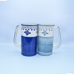 Load image into Gallery viewer, Handcrafted Indigo Bloom Ceramic Mugs with Floral and Geometric Patterns - Artisanal Blue Mugs for Coffee, Tea, Kitchen Décor, and Gifting | Tanutra
