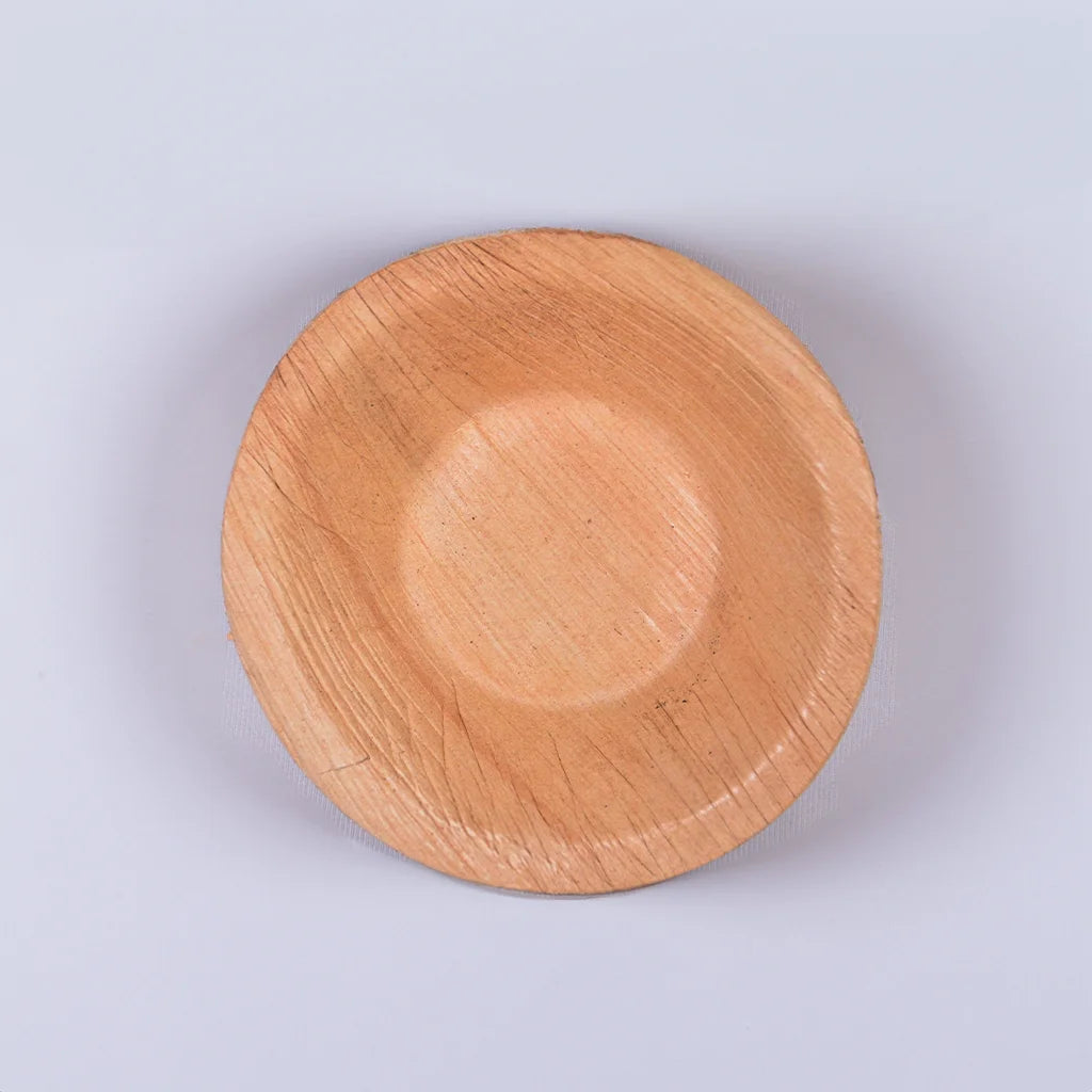 Eco-friendly Palm Bowl made from natural areca palm leaves by Tanutra - biodegradable, sustainable dining option for outdoor events, parties, and eco-conscious gatherings.