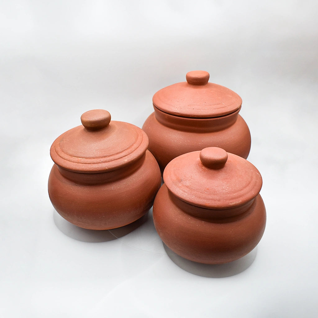 Tanutra Terra Clay Pot – Traditional Indian Handcrafted Cooking Pot for Making Yogurt, Serving, Storing Pickles, and Enhancing Cooking with Natural Clay