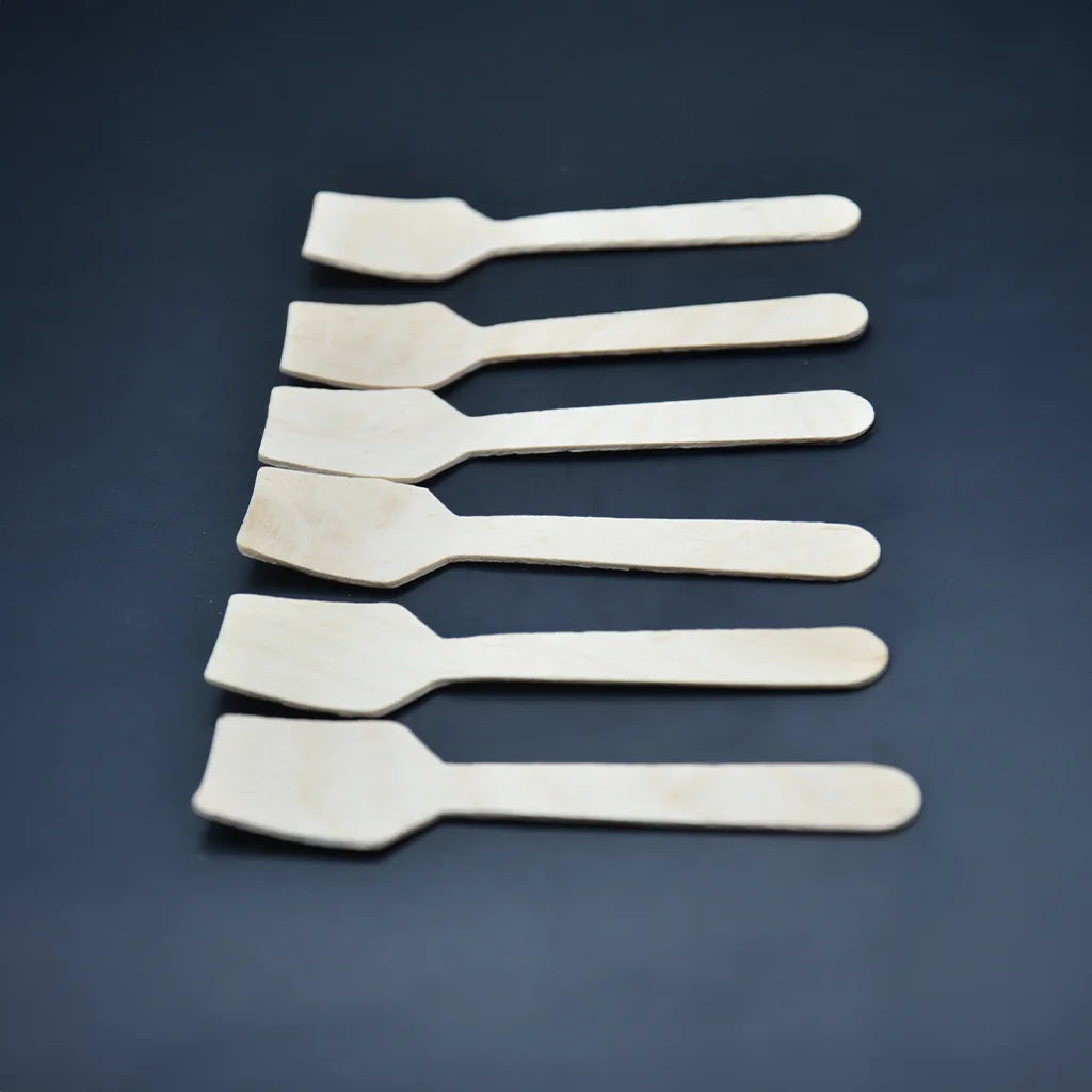 Eco-friendly biodegradable spatula spoons by Tanutra for sustainable catering, picnics, and takeaway meals – natural compostable alternative to plastic utensils