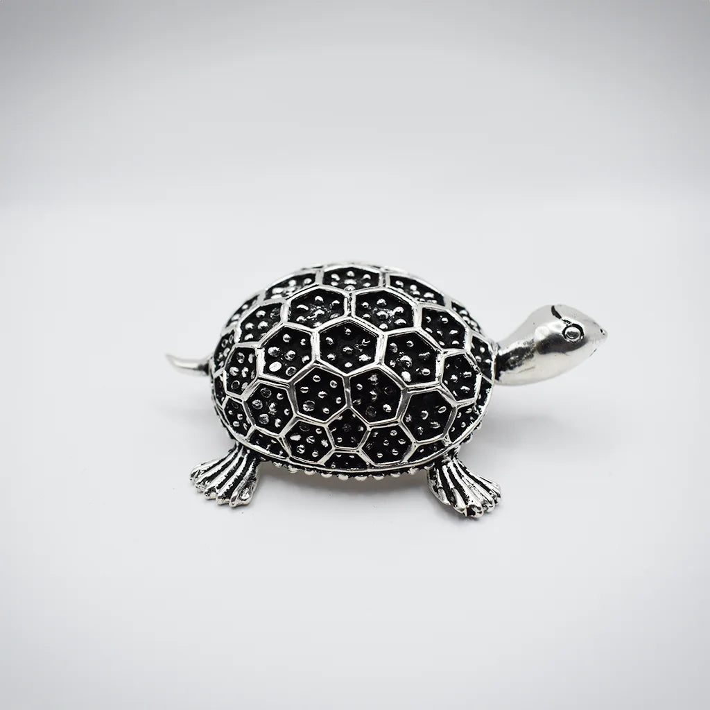 "Lucky Charm Silver Turtle Feng Shui Decor for Prosperity and Good Luck | Elegant Silver Turtle Home Decor