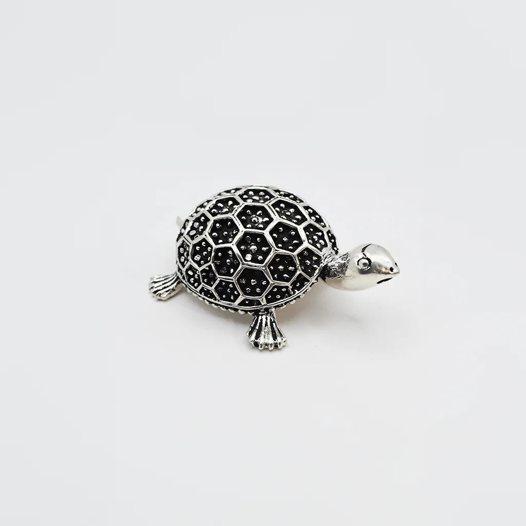 "Lucky Charm Silver Turtle Feng Shui Decor for Prosperity and Good Luck | Elegant Silver Turtle Home Decor