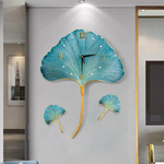 Load image into Gallery viewer, Luxurious Ginkgo Turquoise S3 Metal Leaf Wall Decor Time Clock
