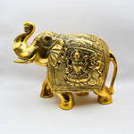 Load image into Gallery viewer, Golden Aluminum Elephant Sculpture by Tanutra Handicrafts - Modern Home Decor Handicraft, Elegant Metal Art for Contemporary Spaces
