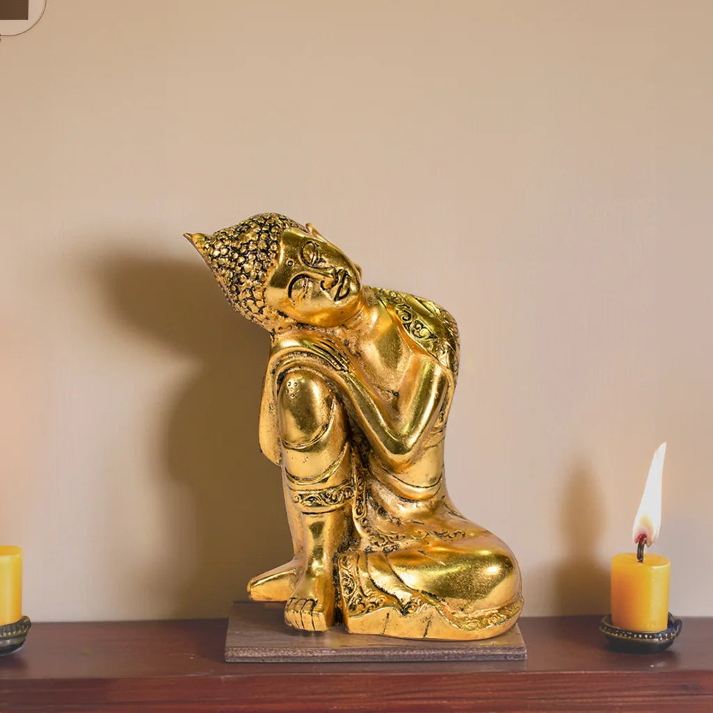 Serene Buddha Statue – Golden Buddha Sculpture for Meditation, Spiritual Home Décor, and Peaceful Ambiance by Tanutra