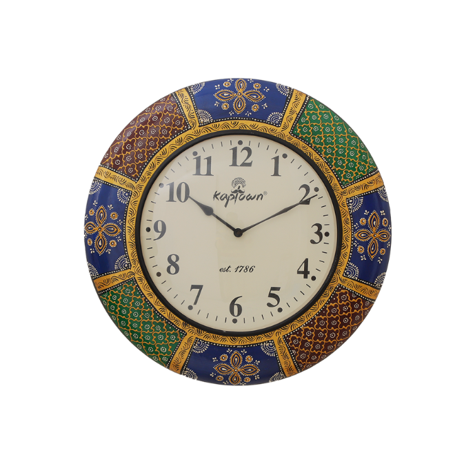 Painted Wooden Wall Clock Decor