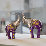 Load image into Gallery viewer, Purple Mother Baby Elephant Set
