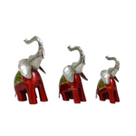 Load image into Gallery viewer, Red Color Standing Elephant set of 3 Showpiece
