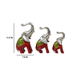 Load image into Gallery viewer, Red Color Standing Elephant set of 3 Showpiece
